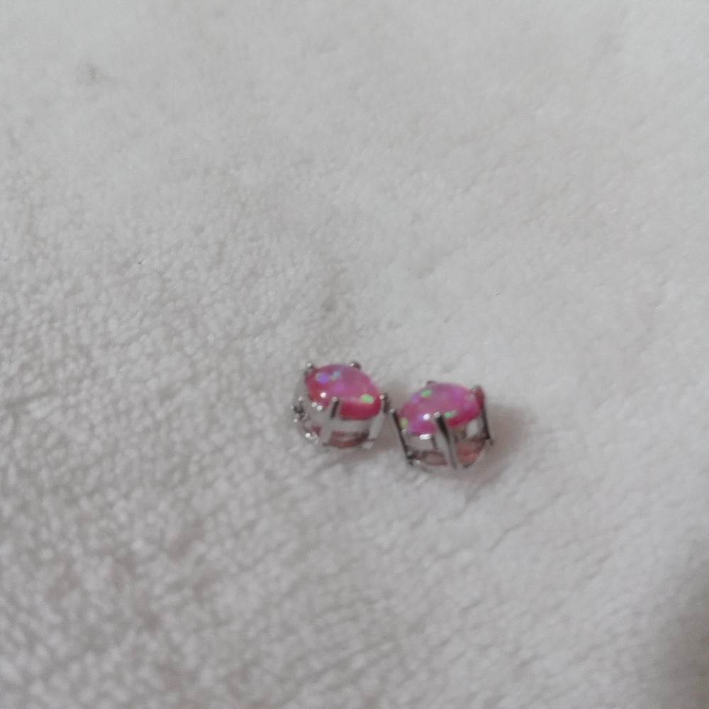 Pink opal earrings - Picture 3 of 6